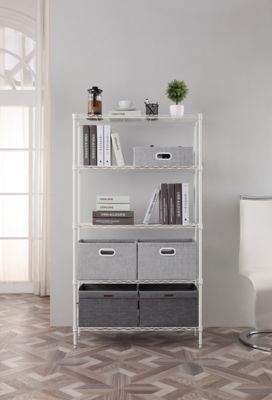 Image showing  5-Tier Wire Shelving Unit, 14 x 30 x 59, White