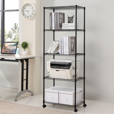 Image showing  5-tier wire shelving unit, 14 x 30 x 60, Black