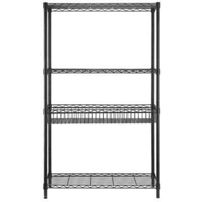 MZG 4 Tier Black Coating Shelving, 14 x 36 x 59 in.