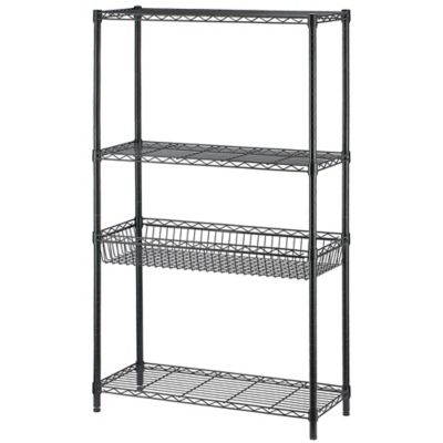 Image showing  4 Tier Black Coating Shelving, 14 x 36 x 59 in.