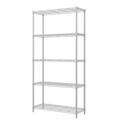 Image showing  4-Tier Wire Shelving With Basket, White