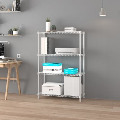 Image showing 5 th MZG 4-Tier Wire Shelving Unit White Coating