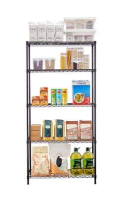 Image showing  5-Tier Wire Shelving Unit Black Coating Finish