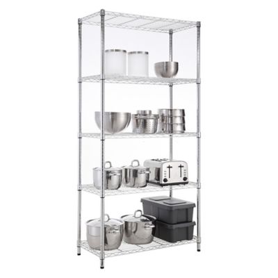 Image showing  5-Tier Chrome Utility Wire Shelving Unit 18 x 36 x 72in.