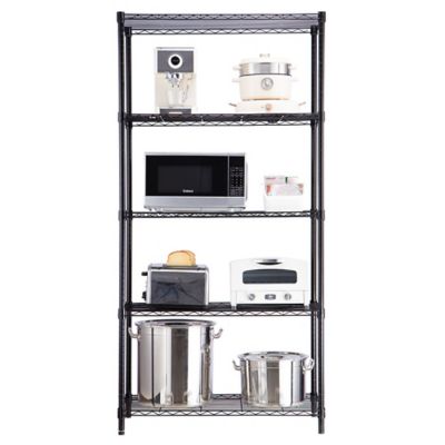Image showing  5-Tier Black Wire Shelving Unit, 14 x 24 x 63 in.