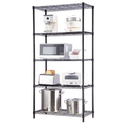 Image showing  5-Tier Black Wire Shelving Unit, 14 x 24 x 63 in.