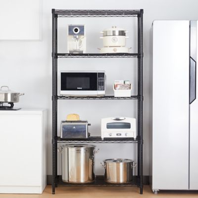 Image showing  5-Tier Black Wire Shelving Unit, 14 x 24 x 63 in.