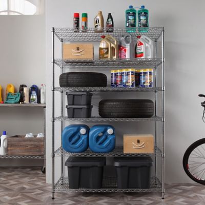 Image showing 6 th MZG 6-Tier Heavy Duty Shelving Unit Chrome F