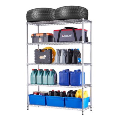 Image showing  5-Tier 18 in. x 48 in. x 72 in. Chrome Heavy-Duty Wire Shelving Unit