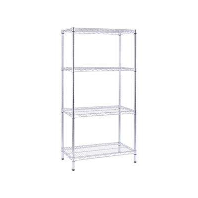 Image showing  4-Tier Chrome Wire Shelving Unit, 12 x 18 x 3 in.