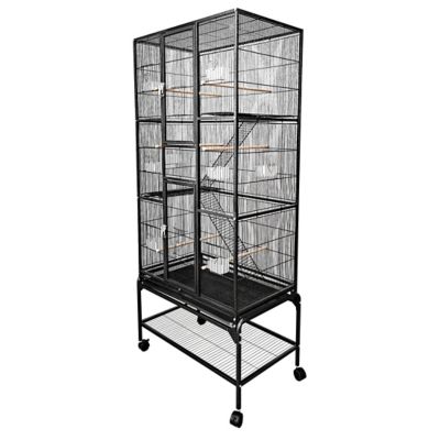 Image showing  32 x 18 in. Multilevel Bird Cage with Ladders, Black