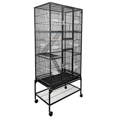 Image showing  32 x 18 in. Multilevel Bird Cage with Ladders, Black