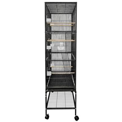 Image showing  32 x 18 in. Multilevel Bird Cage with Ladders, Black