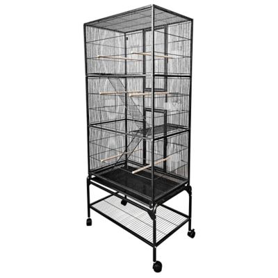 Image showing  32 x 18 in. Multilevel Bird Cage with Ladders, Black