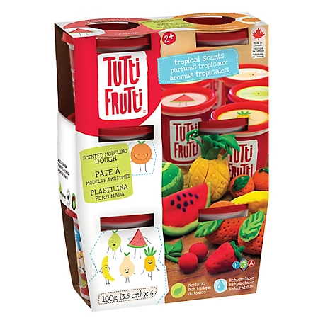Tutti Frutti 6-Pack Dough Tropical Scents - Scented Modeling Dough Tubs, Ages 2+