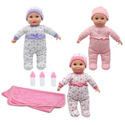 Cuddle Kids 14 in. Lovable Talking Triplets Dolls - Kids Pretend Play Ages 2+