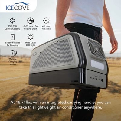Image showing  Portable Air Conditioner with Add-on Battery & Solar Panel 2500 BTU AC Unit, Grey