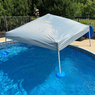 Sunjoy Floating Pool Canopy 10' 10' Pop Up Gazebo Navy Fabric Canopy, Steel and Aluminum Frame Floating Tent,Navy