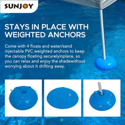 Image showing  Floating Pool Canopy 10 ft. Pop Up Gazebo Navy Fabric Canopy, Steel and Aluminum Frame Floating Tent,Navy