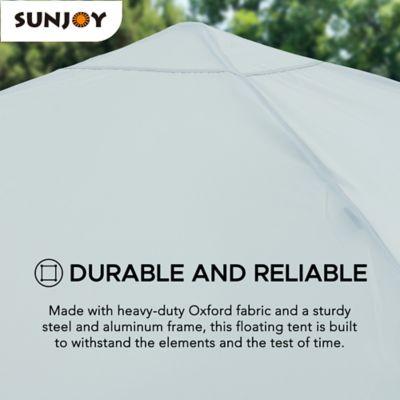 Image showing 6 th Sunjoy Floating Pool Canopy 10 ft. Pop Up Gazebo Navy Fabric Canopy, Steel and Aluminum Frame Floating Tent,Navy