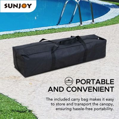 Image showing 7 th Sunjoy Floating Pool Canopy 10 ft. Pop Up Gazebo Navy Fabric Canopy, Steel and Aluminum Frame Floating Tent,Navy