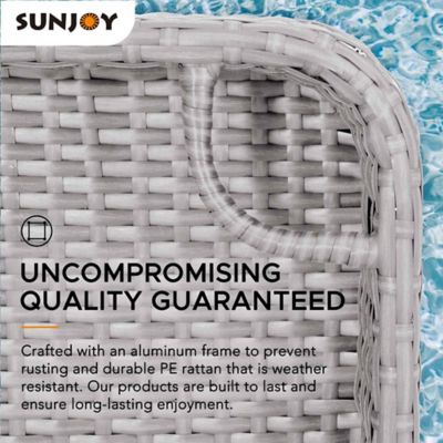 Image showing  36 x 24in. Wicker Floating Aluminum Frame Pool Tray, Grey