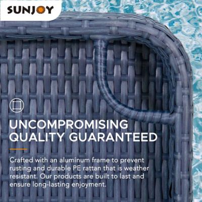 Image showing  Wicker Floating Tray 24x24 in. Aluminum Frame Pool Tray,Navy