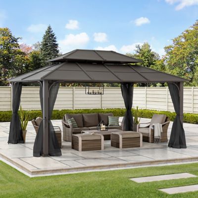 Image showing  Steel Gazebo with 2-Tier Hip Roof Hardtop