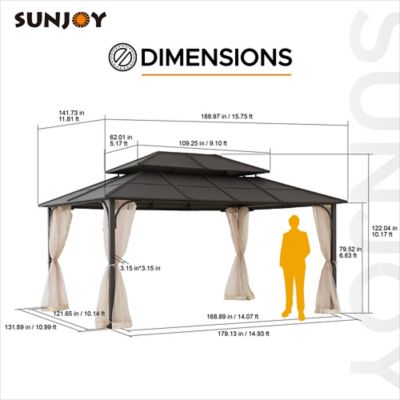 Image showing  Steel Gazebo with 2-Tier Hip Roof Hardtop
