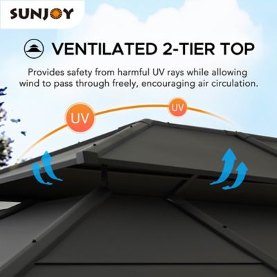 Image showing  Steel Gazebo with 2-Tier Hip Roof Hardtop