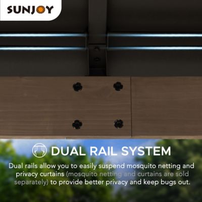 Image showing 7 th Sunjoy 10 x12 ft. Cedar Wood Framed Gazebo with Steel Hardtop-Suitable for Patios, Lawn and Backyard