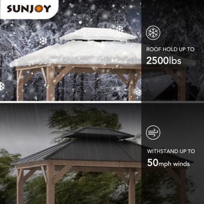 Image showing 8 th Sunjoy 10 x12 ft. Cedar Wood Framed Gazebo with Steel Hardtop-Suitable for Patios, Lawn and Backyard