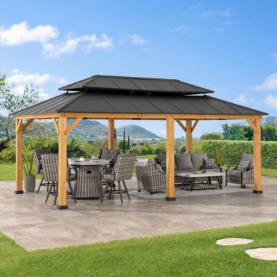 Sunjoy Cedar Framed Gazebo with Aluminum Hardtop -  A102032650