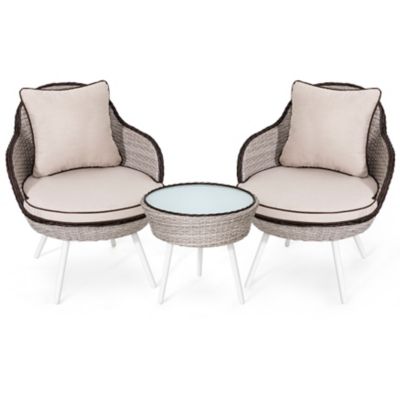 Nuu Garden 3 pc. Bistro Set, White & Light Coffee