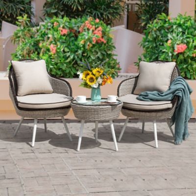 Image showing  3 pc. Bistro Set, White & Light Coffee