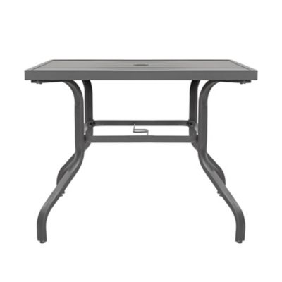 Image showing  37 in. Outdoor Square Patio Dining Table with 1.57 in. Umbrella Hole, Gray
