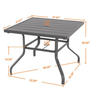 Image showing 5 th Nuu Garden 37 in. Outdoor Square Patio Dining Table with 1.57 in. Umbrella Hole, Gray