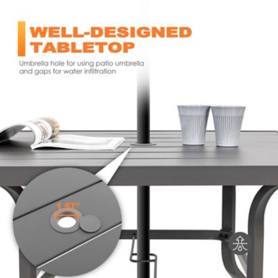 Image showing 8 th Nuu Garden 37 in. Outdoor Square Patio Dining Table with 1.57 in. Umbrella Hole, Gray