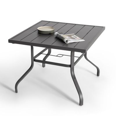 Image showing 9 th Nuu Garden 37 in. Outdoor Square Patio Dining Table with 1.57 in. Umbrella Hole, Gray