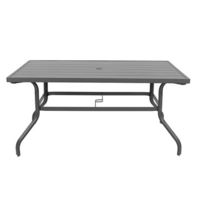 Nuu Garden 61 in. Outdoor Rectangular Patio Dining Table with Umbrella Hole for 6 People