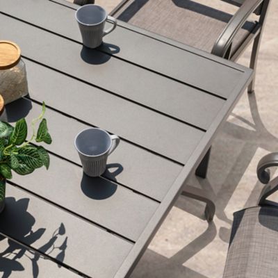 Image showing  61 in. Outdoor Rectangular Patio Dining Table with 1.57 in. Umbrella Hole, Seats 6, Gray