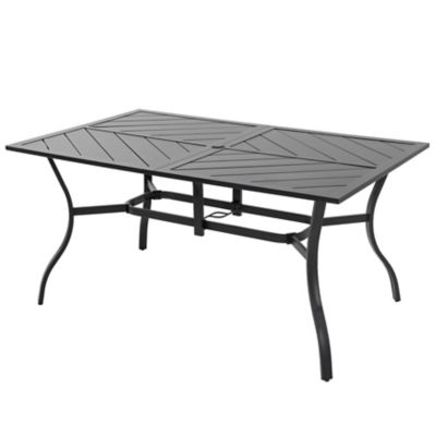 Nuu Garden 61 in. Outdoor Rectangular Patio Dining Table with Splice Tabletop for 6 People