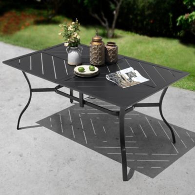 Image showing  61 in. Outdoor Rectangular Patio Dining Table with Splice Tabletop for 6 People