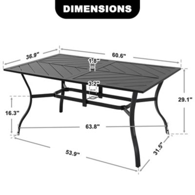 Image showing 5 th Nuu Garden 61 in. Outdoor Rectangular Patio Dining Table with Splice Tabletop for 6 People