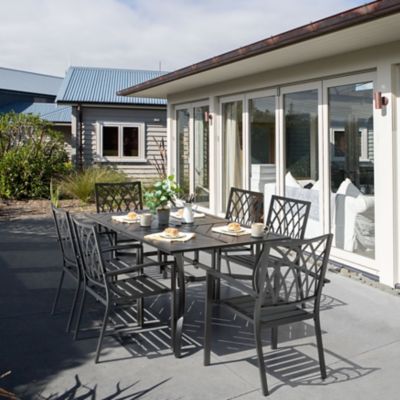 Image showing  7 pc. Outdoor Iron Patio Dining Set with 1.77 in. Umbrella Hole, Black