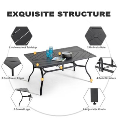 Image showing  7 pc. Outdoor Iron Patio Dining Set with 1.77 in. Umbrella Hole, Black