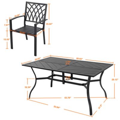 Image showing 5 th Nuu Garden 7 pc. Outdoor Iron Patio Dining Set with 1.77 in. Umbrella Hole, Black