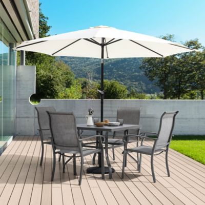 Image showing  Outdoor 5 pc. Dining Set, Square Table and Textilene Fabric Chairs, Gray