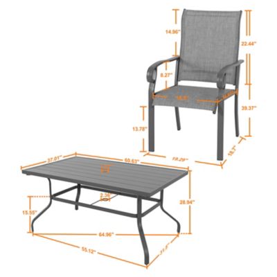 Image showing 6 th Nuu Garden 7 pc. Outdoor Dining Set, Iron Table and 6 Textilene Chairs