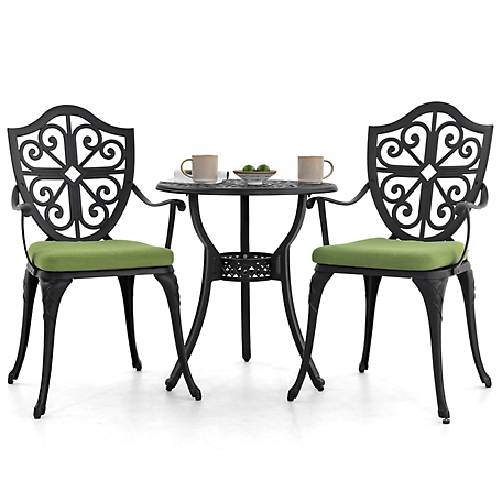 Nuu Garden Outdoor 3 pc. Bistro Set with Green Cushions